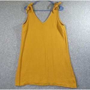 CUPSHE Women's Top Size Medium‎ Yellow Tie Shoulder V Neck Tank Gauze Type Tunic
